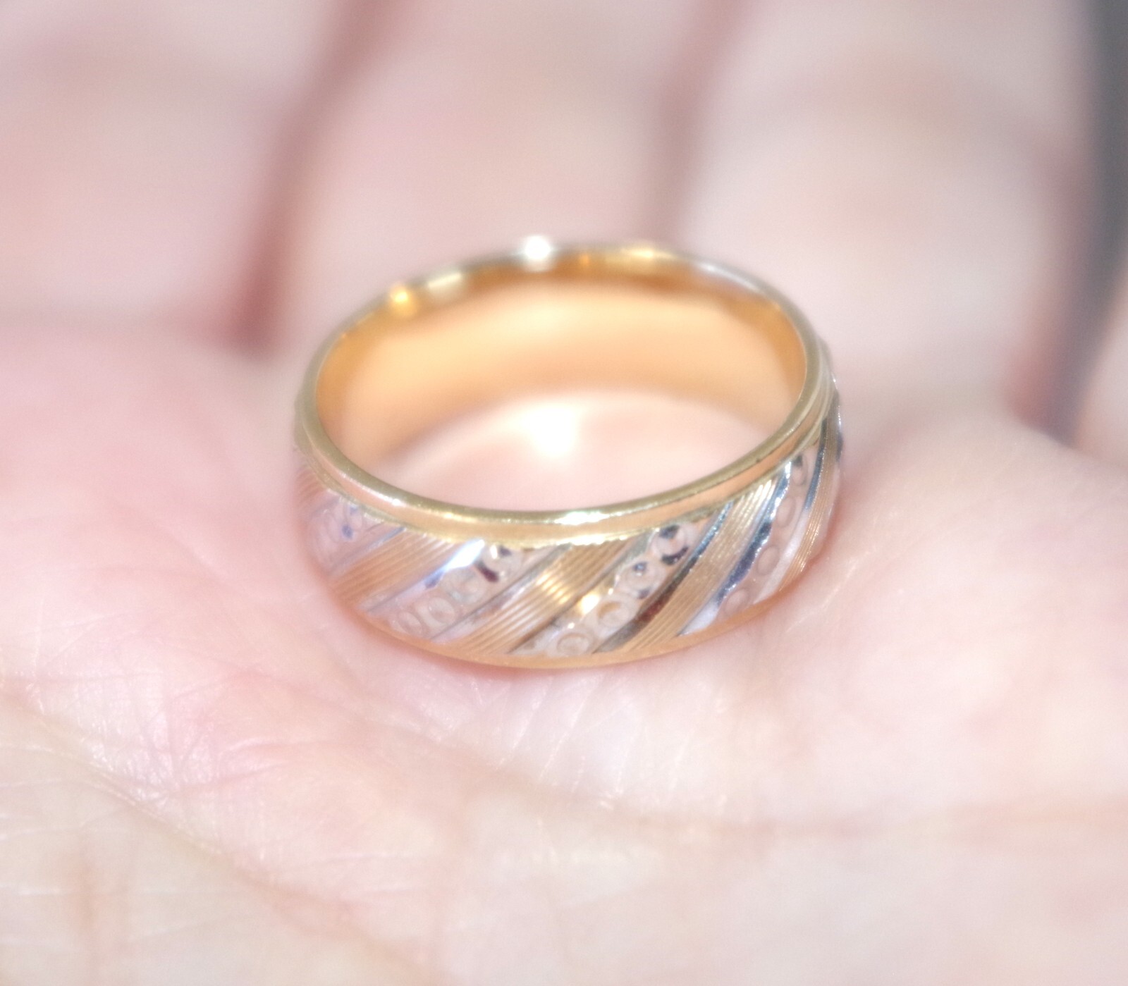 Quality Solid Yellow Gold 10K Thick Two-Tone Diam… - image 7