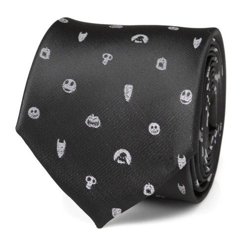 Disney Nightmare Before Christmas Black Gray Men's Tie - 100% Polyester - Picture 3 of 7