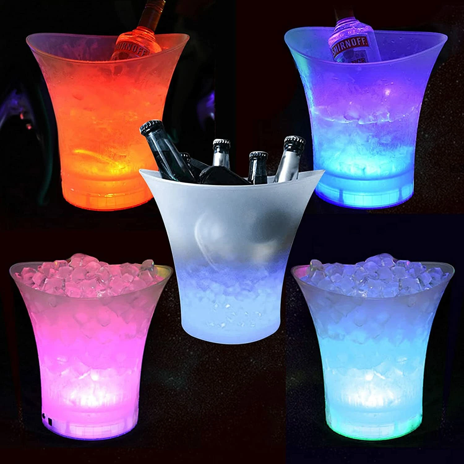 3PCS LED Ice Bucket Bulk 5L Large Capacity Wine Light Ice Bucket Drink