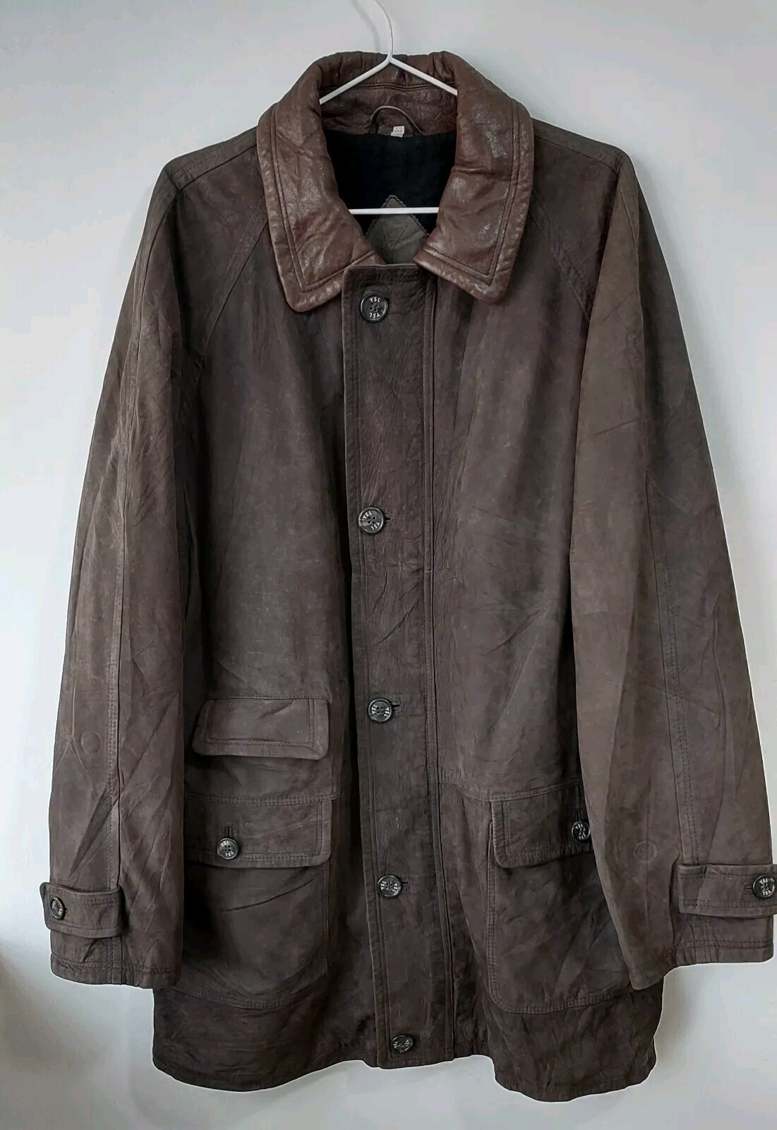 giacca soprabito pelle scamosciata vintage ysl yves saint laurent taglia 52 EU