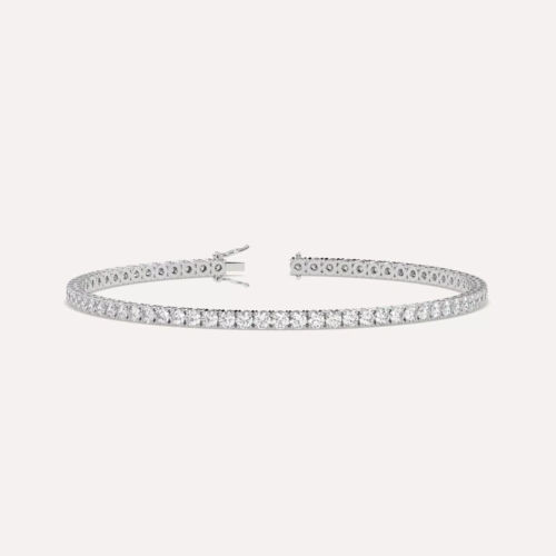 3 ct Natural Real Diamond E-H Solid 14k White Gold 2.2 MM Tennis Bracelet 7.5"