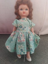 Vtg Hollywood Doll Co. Plastic Doll Flowered Dress 5"