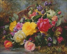 Needlework Crafts Full Embroidery Counted Cross Stitch Kits - Roses by a Pond