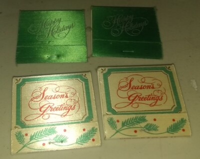 LOT OF FOUR UNUSED SEASONS GREETINGS MATCH BOOKS FROM AVERY FEDERAL SAVINGS BANK