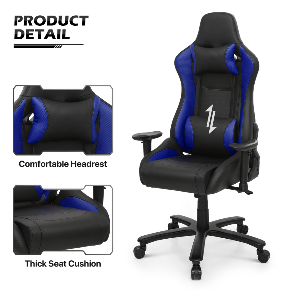Blue Gaming Racing Computer Chair[CARBON FIBER FABRIC]Ergonomic Swivel ...