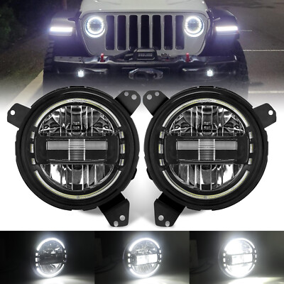 Projector LED Halo Headlights Combo For Jeep Wrangler JL JLU Gladiator 2018-2025