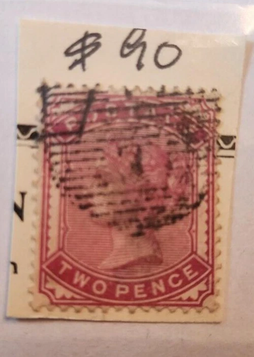 Estampilla postal de la reina Victoria de 2 peniques de 1880, estampada Foto 3 de 3