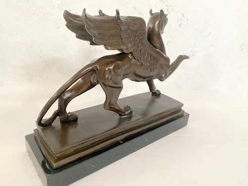 Handgefertigt Bronze Greif von Branitz -Fabelwesen Bronze Figur auf Marmorplatte - Bild 9 von 12