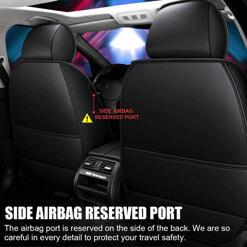 Car Seat Cover 5 Seats PU Leather Full Set Cushion Universal For SUV Sedan - image 2 of 4