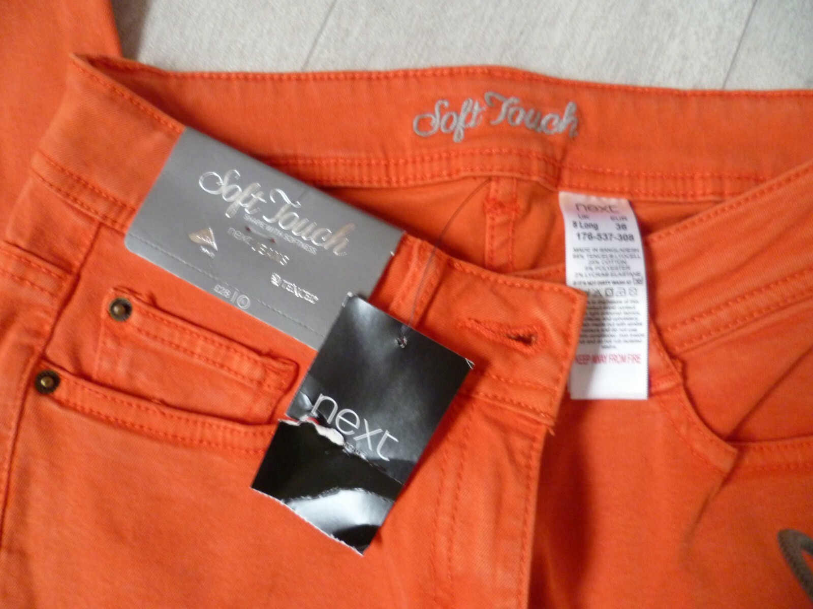 BNWT Orange NEXT Skinny Soft Touch Mid Rise Stretch Trousers UK 8 L RRP £28 image 7