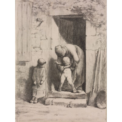 Jean Francois Millet Mütterliche Fürsorge Großer Leinwanddruck 46x61 cm