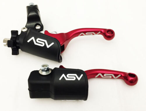 ASV F3 Shorty Red Front Brake Clutch Perch Levers Pair Pack Dust Banshee 350 - Foto 1 di 5