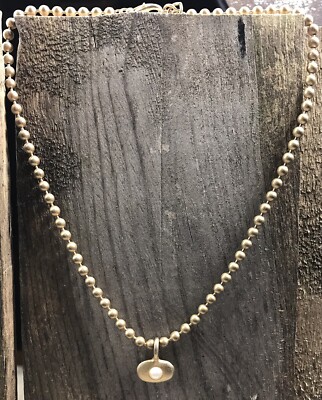 Signed Roberta Chiarella Modernist Pendant with Chain Necklace