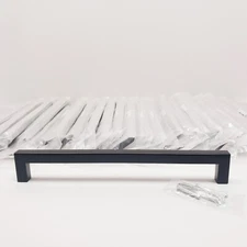 25 Qty Matte Black Probrico Square Kitchen Cabinet Pulls Handles 8.8 Center Hole