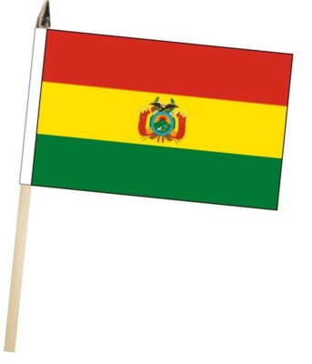 Bolivia Large Hand Flag With Wooden Pole (18'' x 12'')