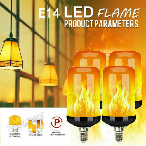 4× E14 LED Licht Fackel Feuer Lampe Flammen Effekt Glühbirne Flacker Birne Dekor - Bild 6 von 10