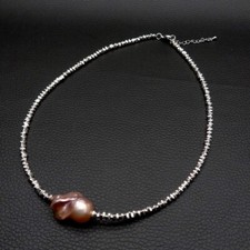 Cultured Purple Baroque Pearl Gold Plated Chain Choker Necklace Simple Jewelry