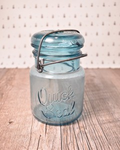 1908 Quick Seal Blue Pint Jar With Glass Lid And Wire Bale Metal Wire 7 Ebay
