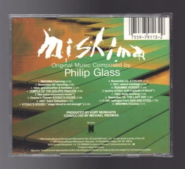 Philip Glass - Mishima - CD