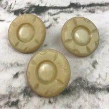 Vintage Buttons Set Of 3 Beige Round Plastic Acrylic Crafts Sewing Metal Shank 