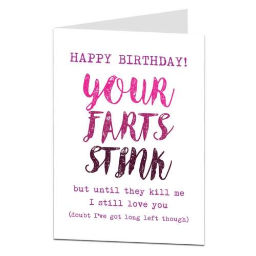 Funny Happy Birthday Card Boyfriend Husband Girlfriend Wife / Your Farts Stink! eBay