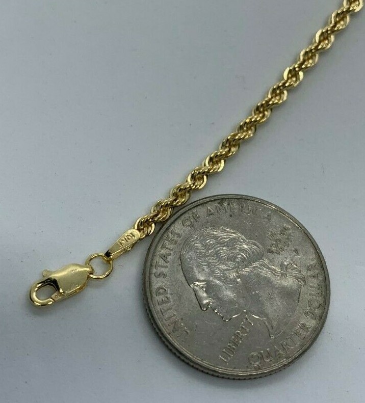 10K Gold Rope Chain Necklace Lazer Cut Men's Women's 2.2mm - 4mm 10K Gold Rope Chain Necklace Lazer Cut Men's Women's 2.2mm - 4mm