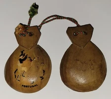 Vintage Portugal Castanets Hand Carved Wood Flamenco Dancing