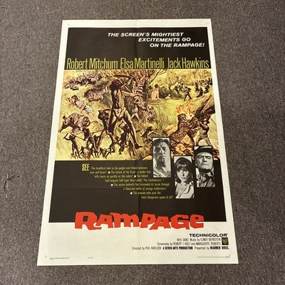 Rampage 1963 Movie Poster 27x41 Robert Mitchum, Elsa Martinelli