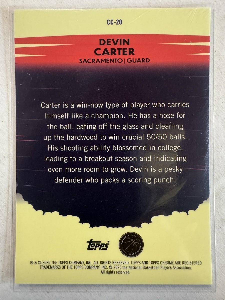 2024-25 Topps Chrome Basketball Devin Carter Countdown Complete