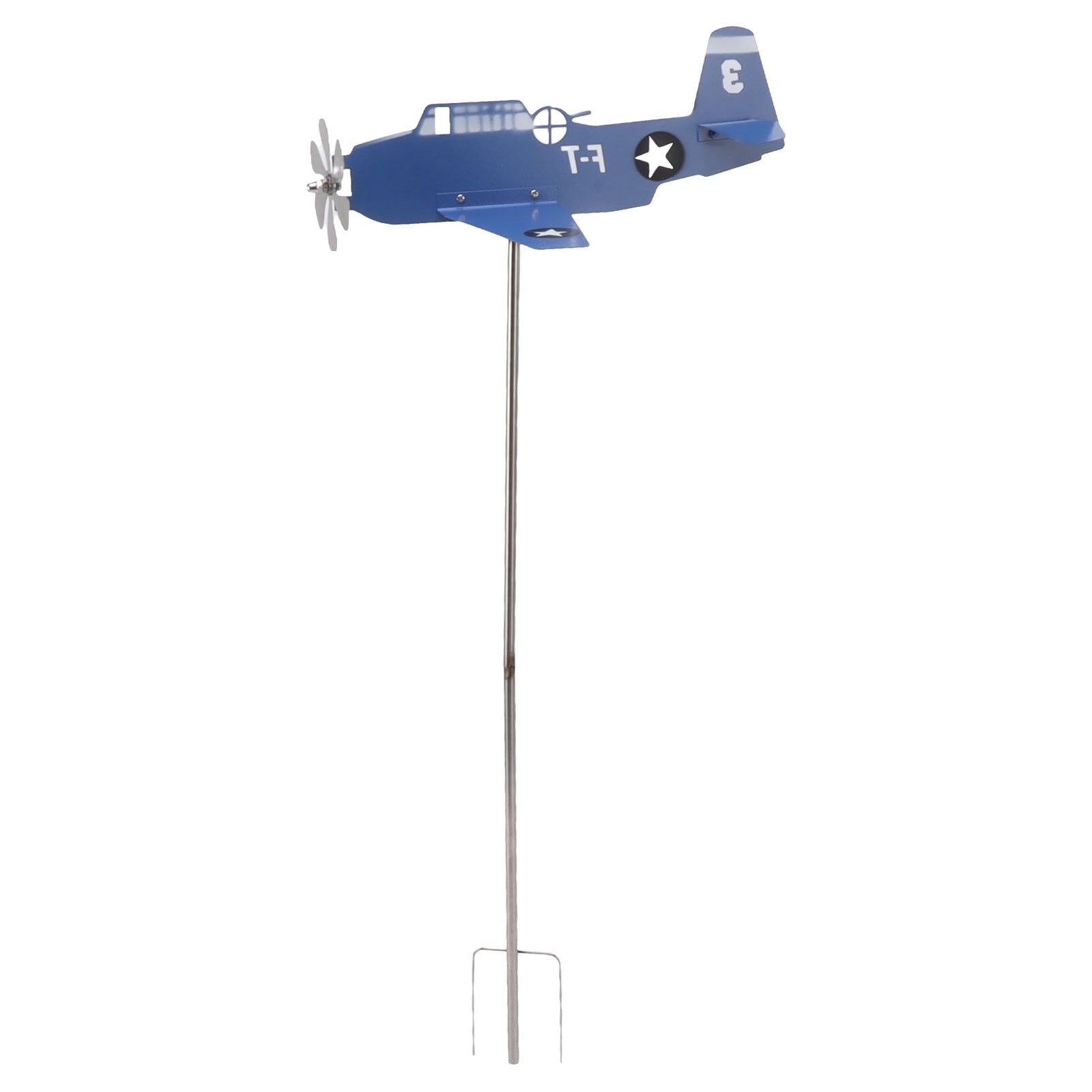 Airplane Weather Vane Iron Stainless Steel Outdoor Wind Spinner Windmill
