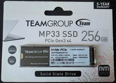 TEAMGROUP MP33 256GB SLC Cache 3D NAND TLC NVMe 1.3 PCIe Gen3x4 M.2 2280