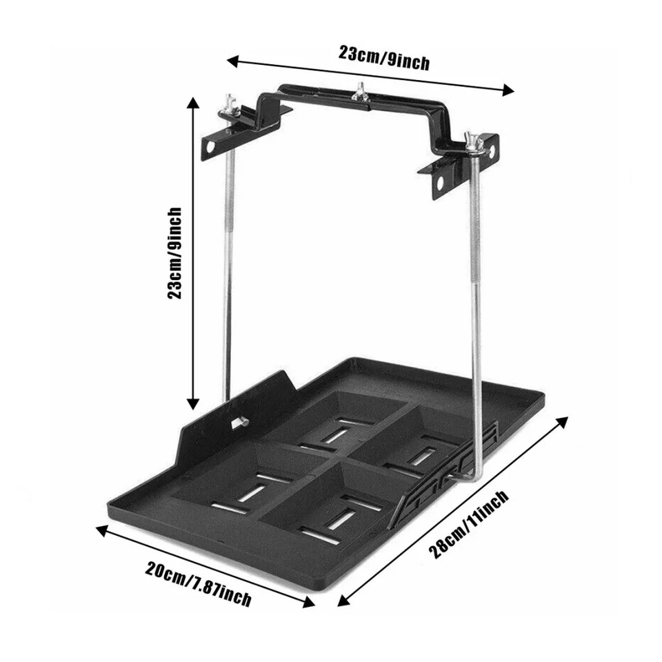 US Car Storage Battery Holder Tray Stabilizer+Adjustable Battery Hold Down Clamp - Image 2 of 4