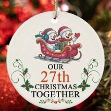 Our 27th Anniversary Christmas Together Ornament 27 Year Snowman Couple In Love
