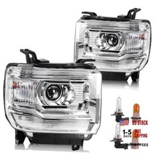 Headlight Assembly Halogen without LED DRL Chrome Housing White Reflector