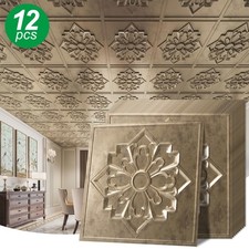 Art3d 48 Sq.Ft,12-Pack 24"x24" PVC 3D Drop Ceiling Tiles, Easy Install and  DIY