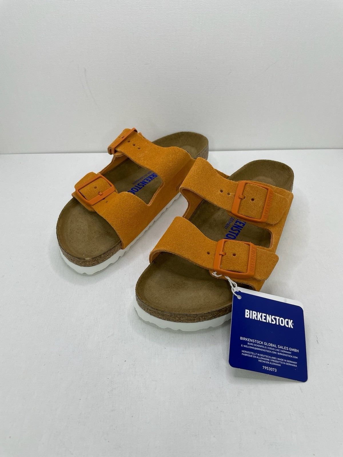 Birkenstock Arizona Soft Footbed Sandals Russet Orange Leather Size 37 Narrow