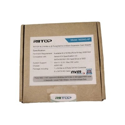 M.2 to SATA Adapter, M Key NVMe to SATA3.0 Card, ASM1166 Chip, for SSD HDD