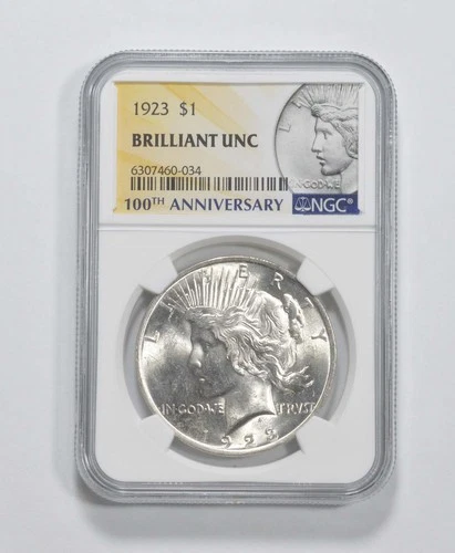 1923 Peace Silver Dollar 100th Anniv 2021 Special Label BU MS Unc NGC *0707