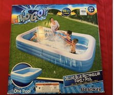 BRAND NEW Bestway H2OGO Deluxe Blue Rectangular Family Pool 10FT x 6FT x 22"