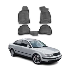 OMAC Floor Mats Liner for VW Passat B5 1998-2005 Wagon Black TPE All-Weather 4x
