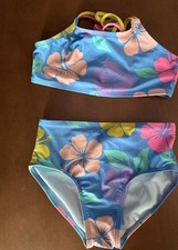 GIRLS CAT  JACK 2 PIECE FLORAL SWIMSUIT SIZE S 6-7