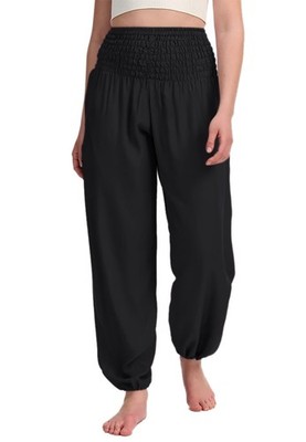 Damen Yoga Haremshose Hohe Taille Mit Tasche Fitness Hose Baumwolle Lockere W...