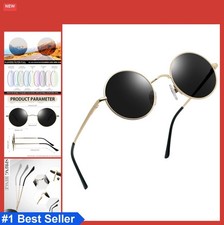 Mini Round Sunglasses Polarized UV400 Gold Frame Metal Unisex Hippie Circle