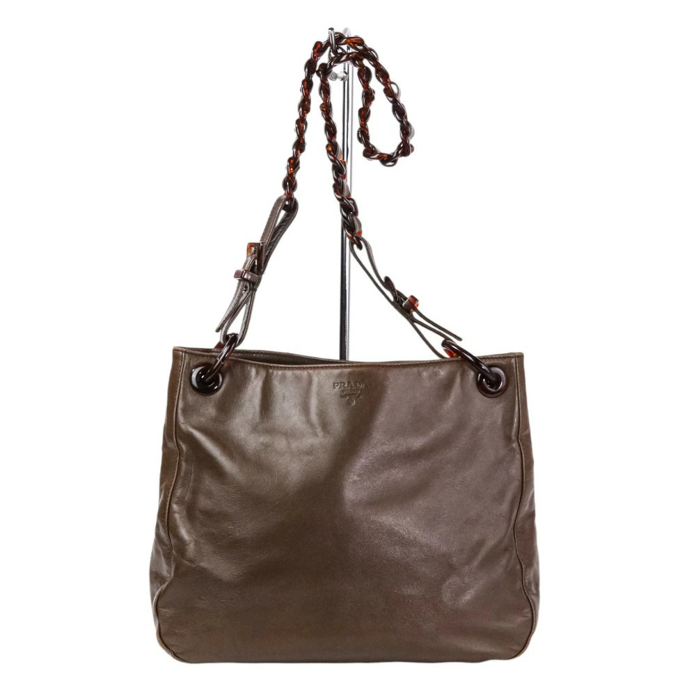 RARE PRADA Plastic Chain Leather Shoulder Bag in Excellent Used Condition