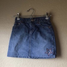 Old Navy Skirt Girls Vintage Y2K Casual Denim Blue Jean Sequin Star Skirt Kids 8