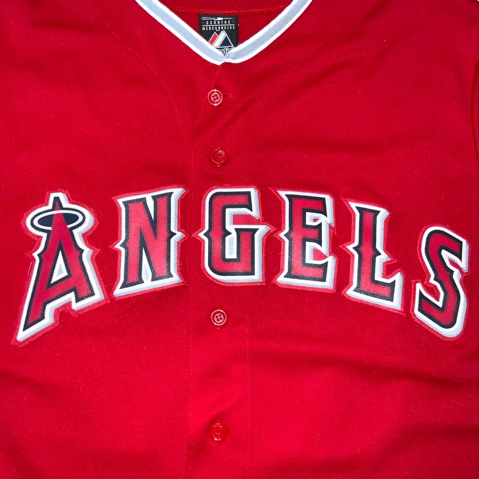 Majestic Los Angeles Angels Jersey Men's XL Red White Josh Hamilton #32 Home - Image 3 of 4