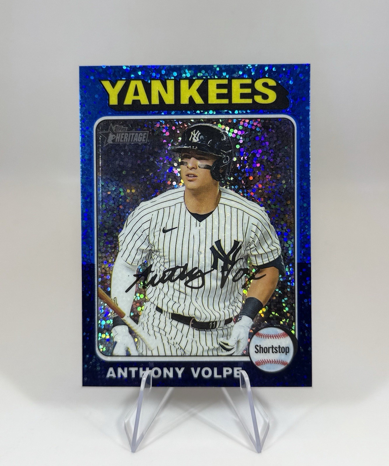 ANTHONY VOLPE Blue Sparkle Chrome Refractor 2024 Topps Heritage #282 YANKEES