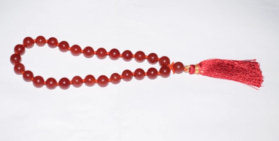 Red Ruby Corundum Gemstone Smooth 9 mm Beads Meditation Prayer Guru Japa Mala - Image 2 of 4