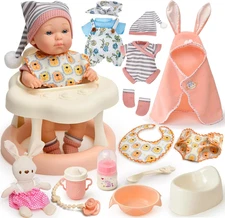 Baby Doll Accessories Set for Girls, 9'' Baby Doll with 2 Sets Clothes Doll Walk