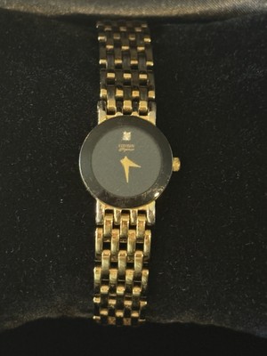 Citizen elegance ladies black dial gold tone dress watch NEW BATTERY Citizen CQ Elegance Tank Watch Women 15mm Black Dial Gold  main image 2